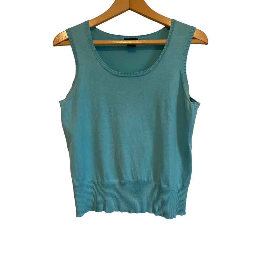 evie aqua blue silk sweater vest lightweight solid preppy stretchy Size L